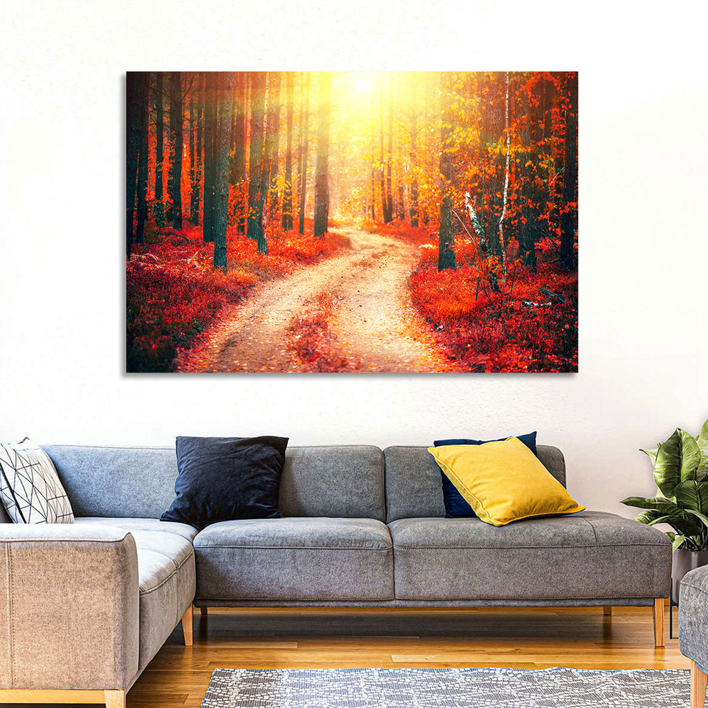 Golden Path Through Autumn Woods Wall Art