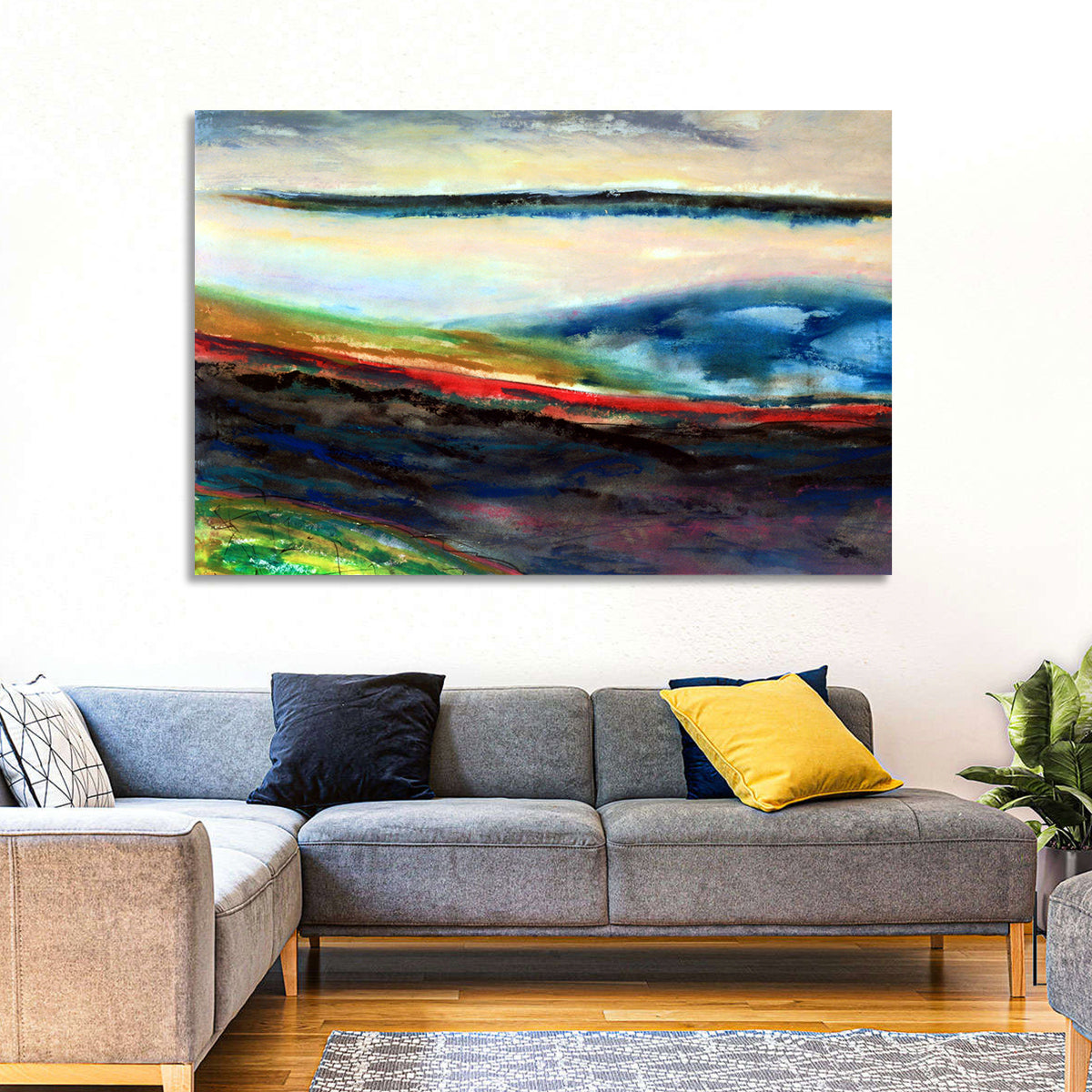 Moody Horizon Stripe Abstract Landscape Wall Art