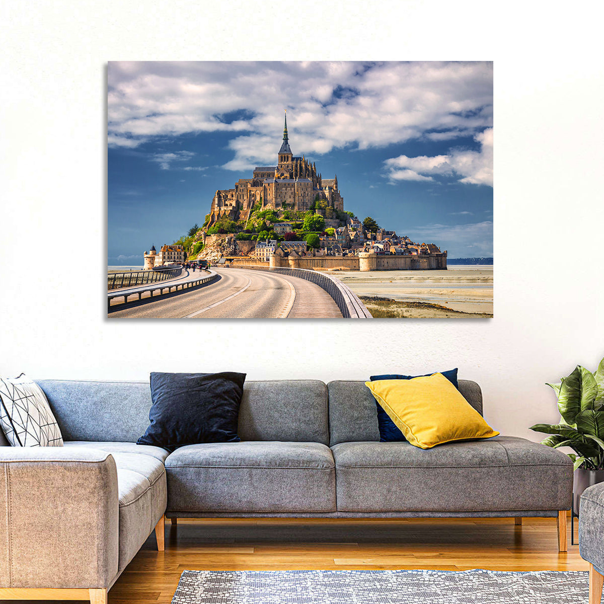 Mont Saint-michel at Low Tide Wall Art in a room, landscape