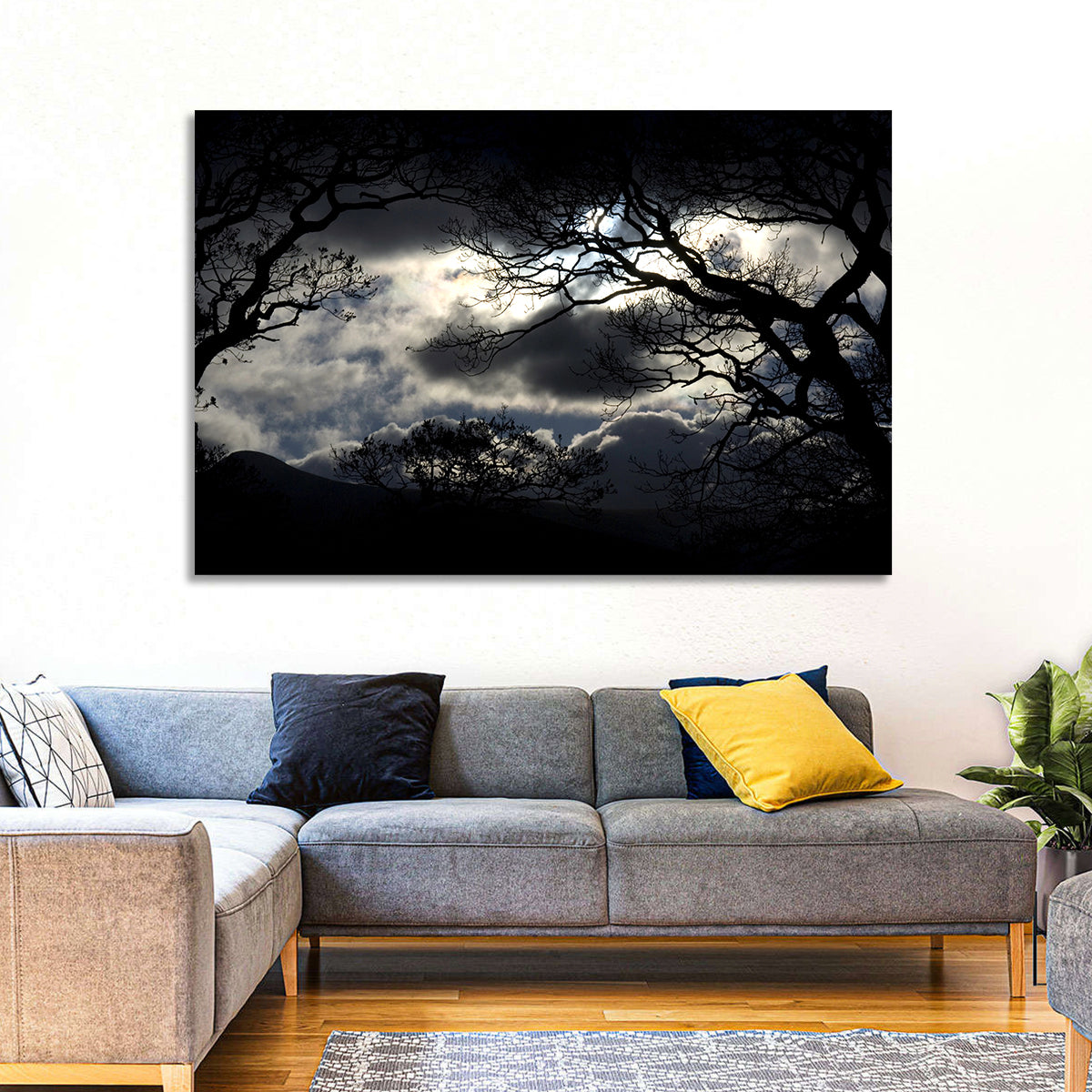Storm Clouds Over Silhouetted Trees Wall Art