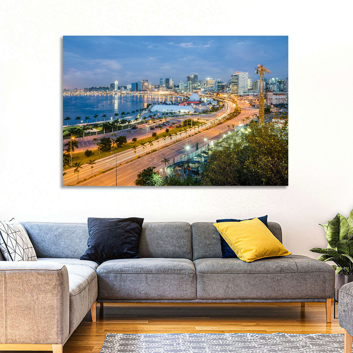 Luanda Bay Twilight Skyline Wall Art