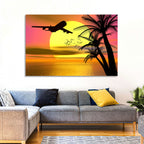 Wide-body Airplane Over Caribbean Dusk Wall Art