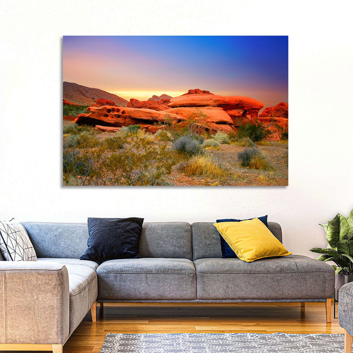 Red Rock Canyon Sunset Wall Art in a room, landscape