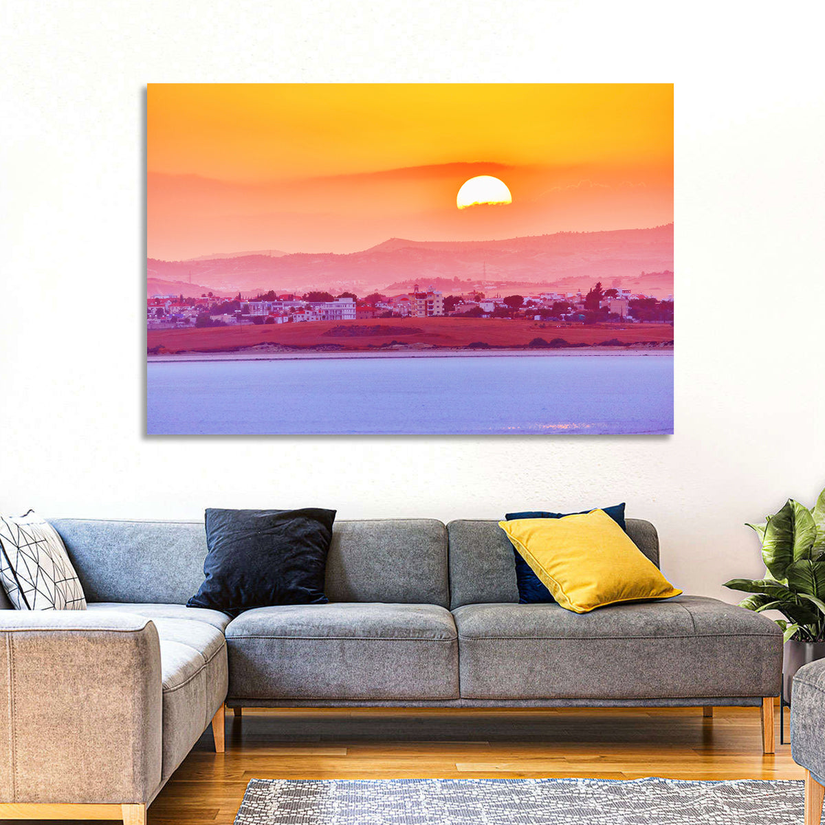 Golden Salt Lake Sunset Wall Art
