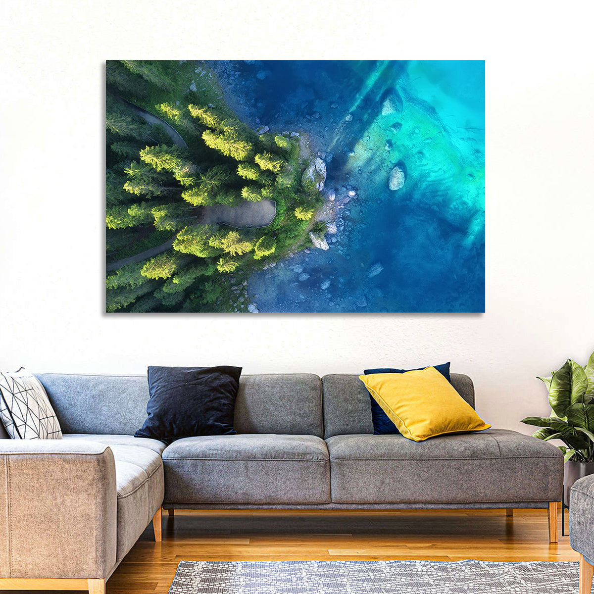 Winding Forest Path by Turquoise Lake Wall Art