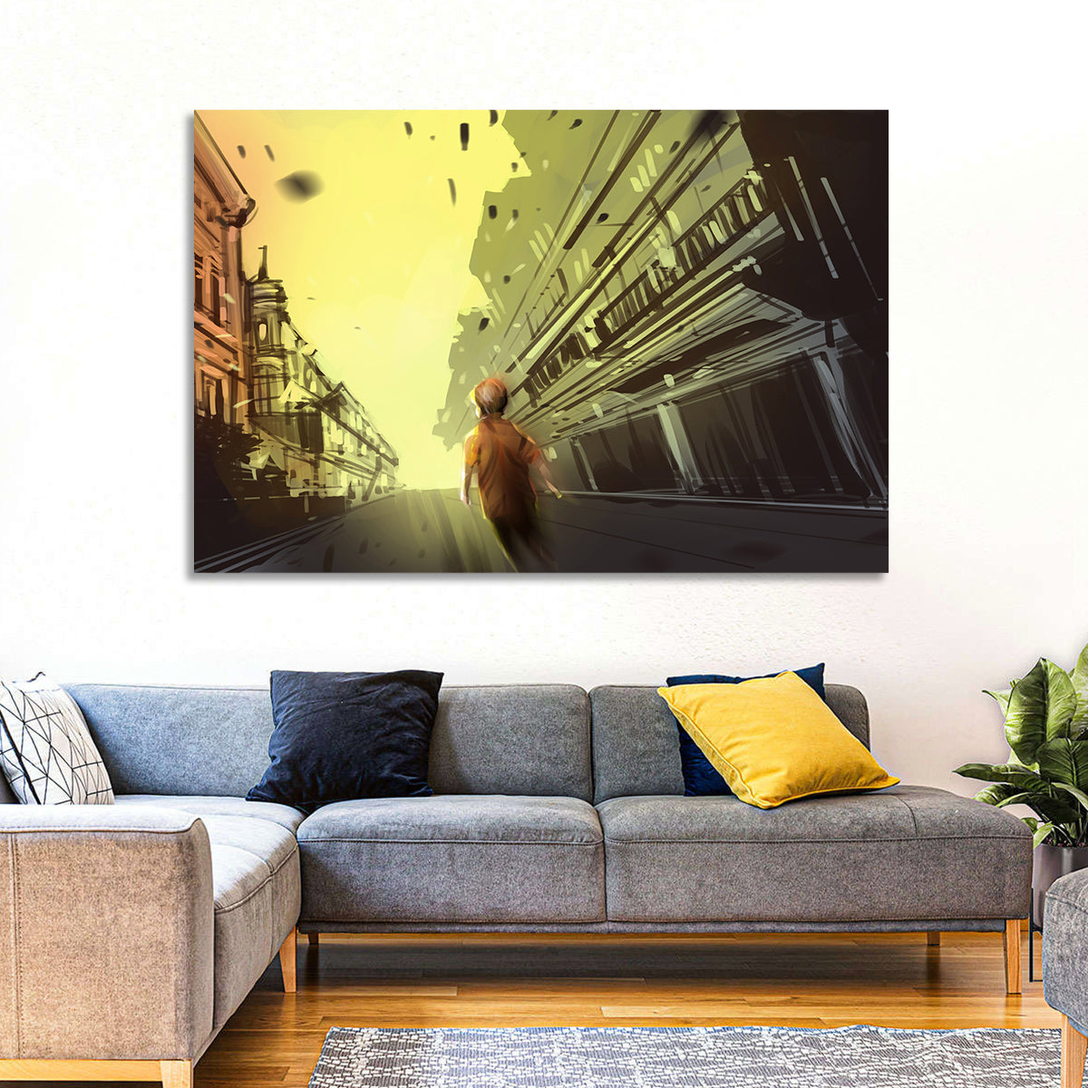 Child Walking Toward Light Wall Art