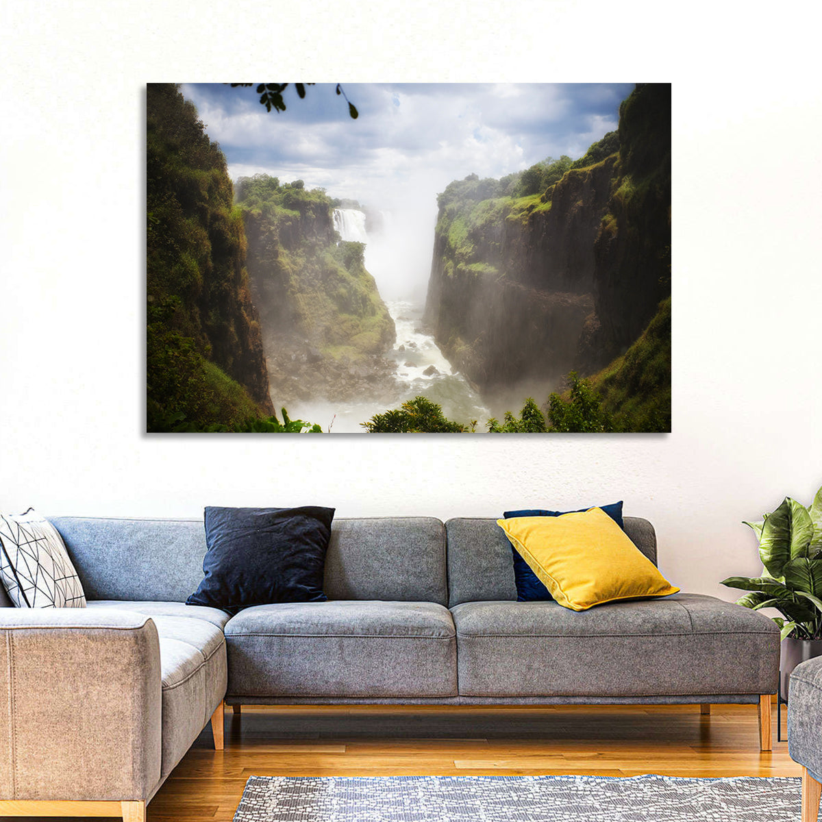 Victoria Falls Zambezi Gorge Wall Art in a room, landscape