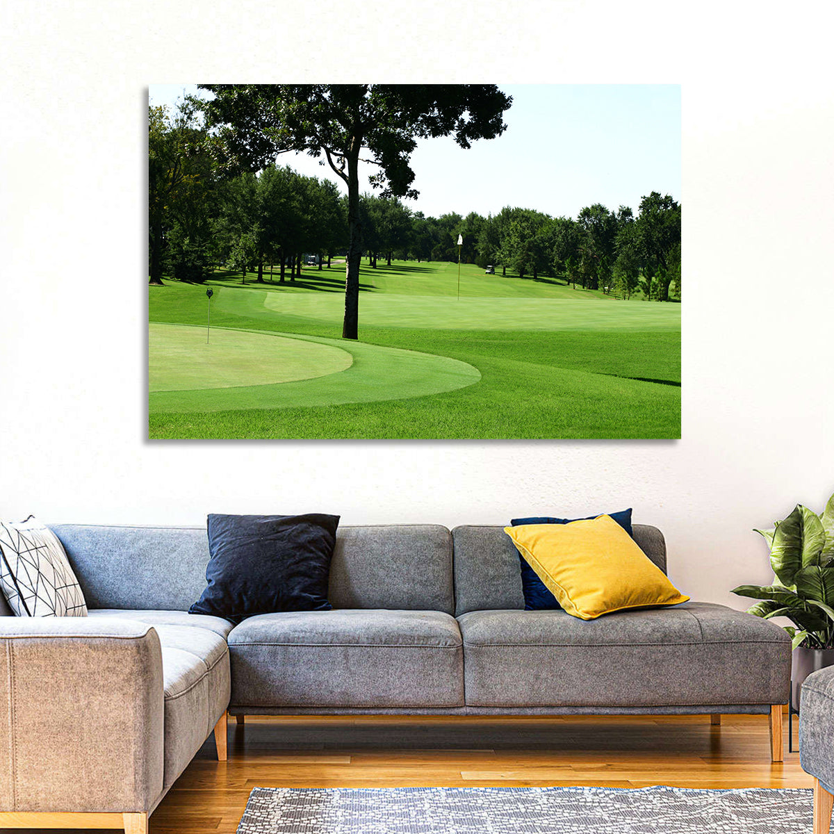 Oklahoma Golf Course Greens Wall Art in a room, landscape