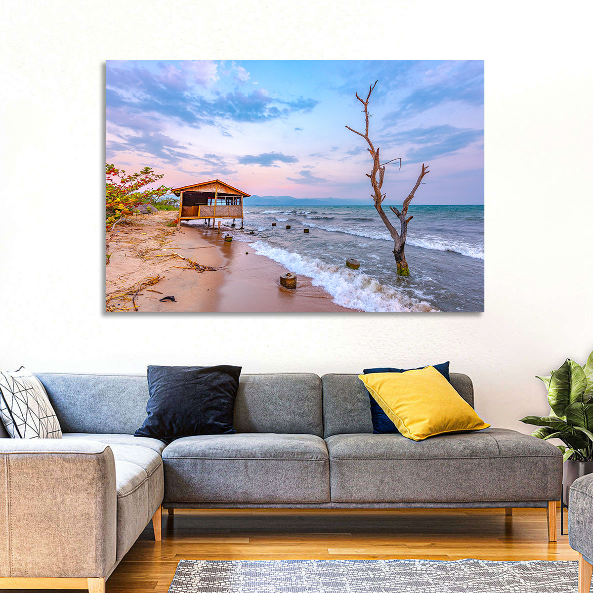 Tanganyika Shoreline at Dusk Wall Art in a room, landscape