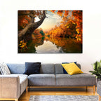 Golden Autumn River Reflections Wall Art