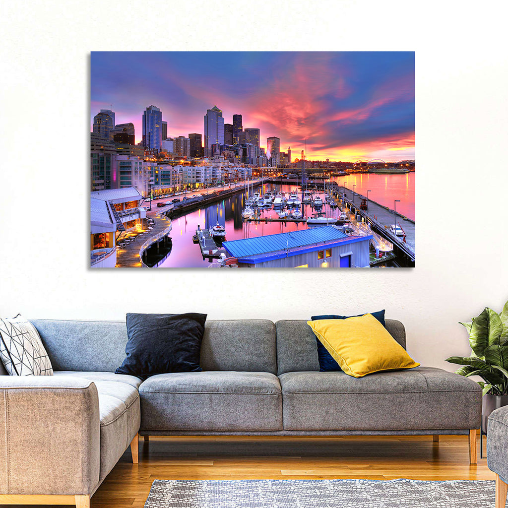 Seattle Skyline at Sunset Wall Art