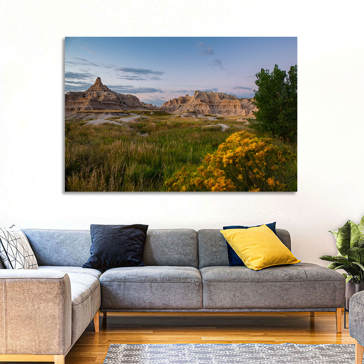 Badlands Golden Hour Meadow Wall Art