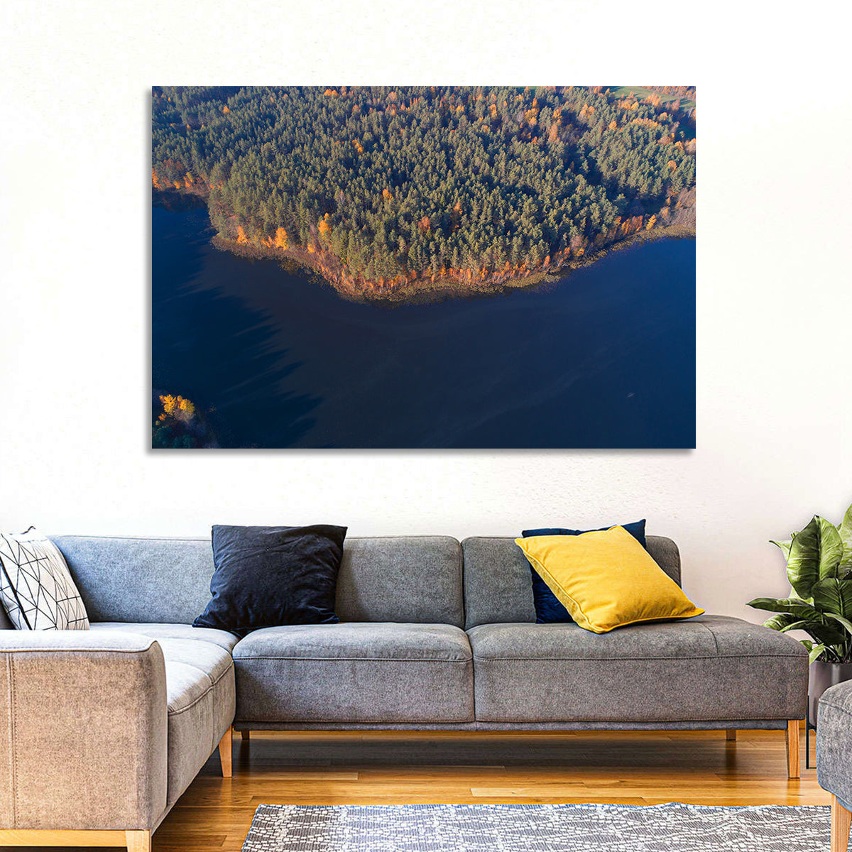 Lake Dolysets Aerial View Wall Art in a room, landscape