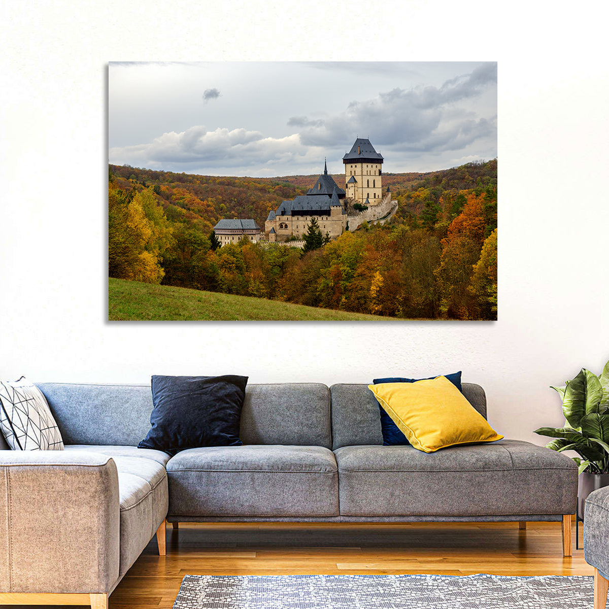 Karlštejn Castle in Autumn Forest Wall Art