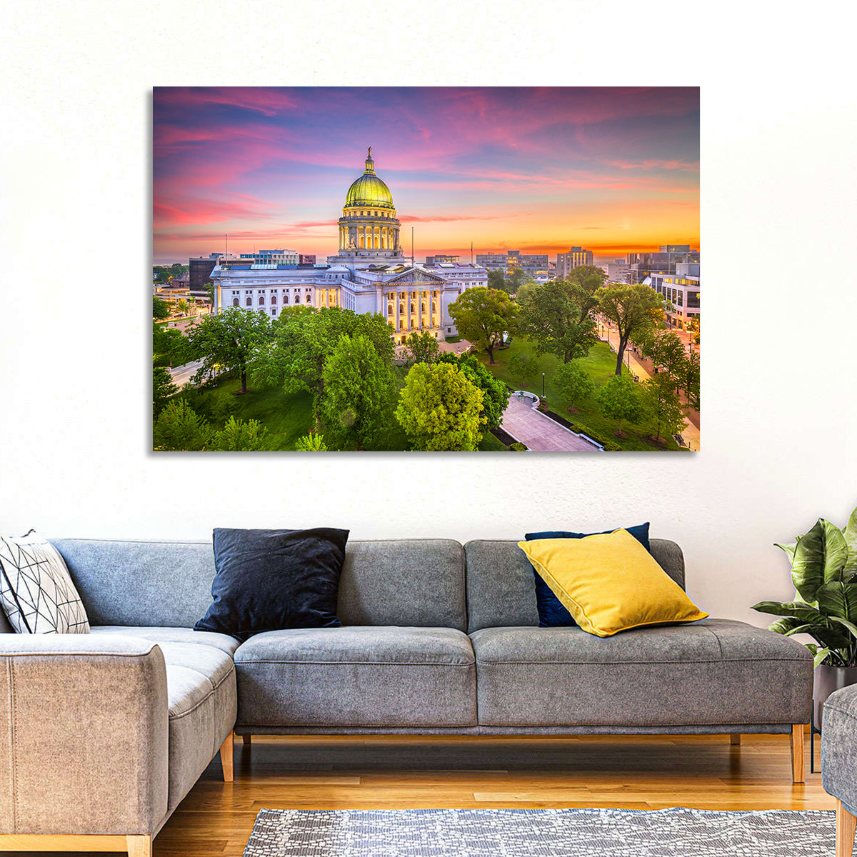 Madison State Capitol at Dusk Wall Art in a room, landscape