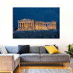 Illuminated Parthenon at Night Wall Art