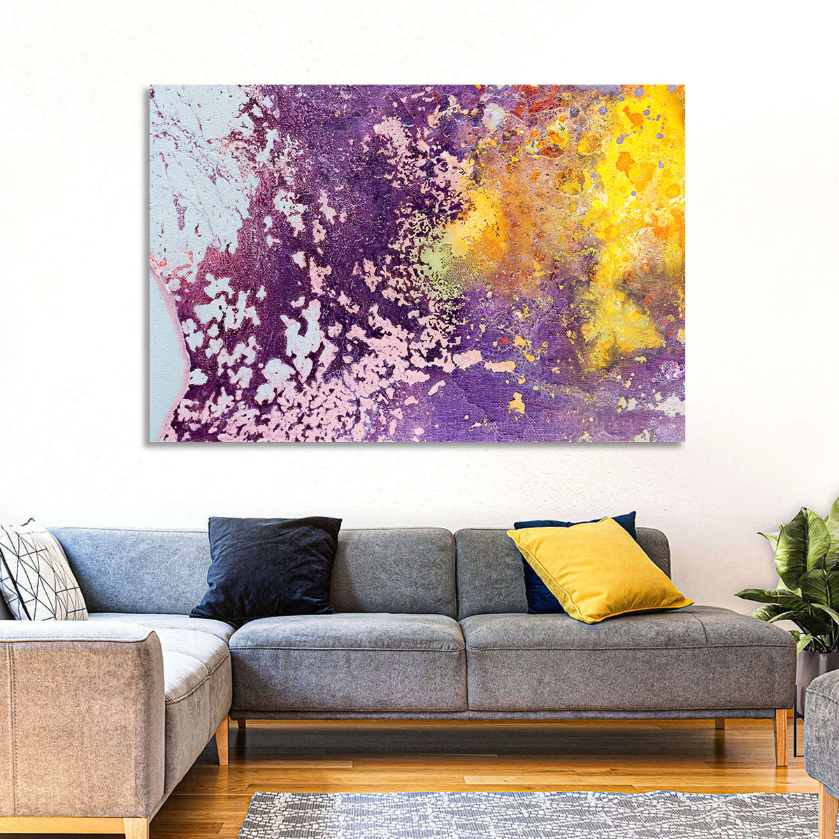 Color Fusion Abstract Wall Art in a room, landscape