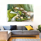 Watercolor Rock Garden Stream Wall Art