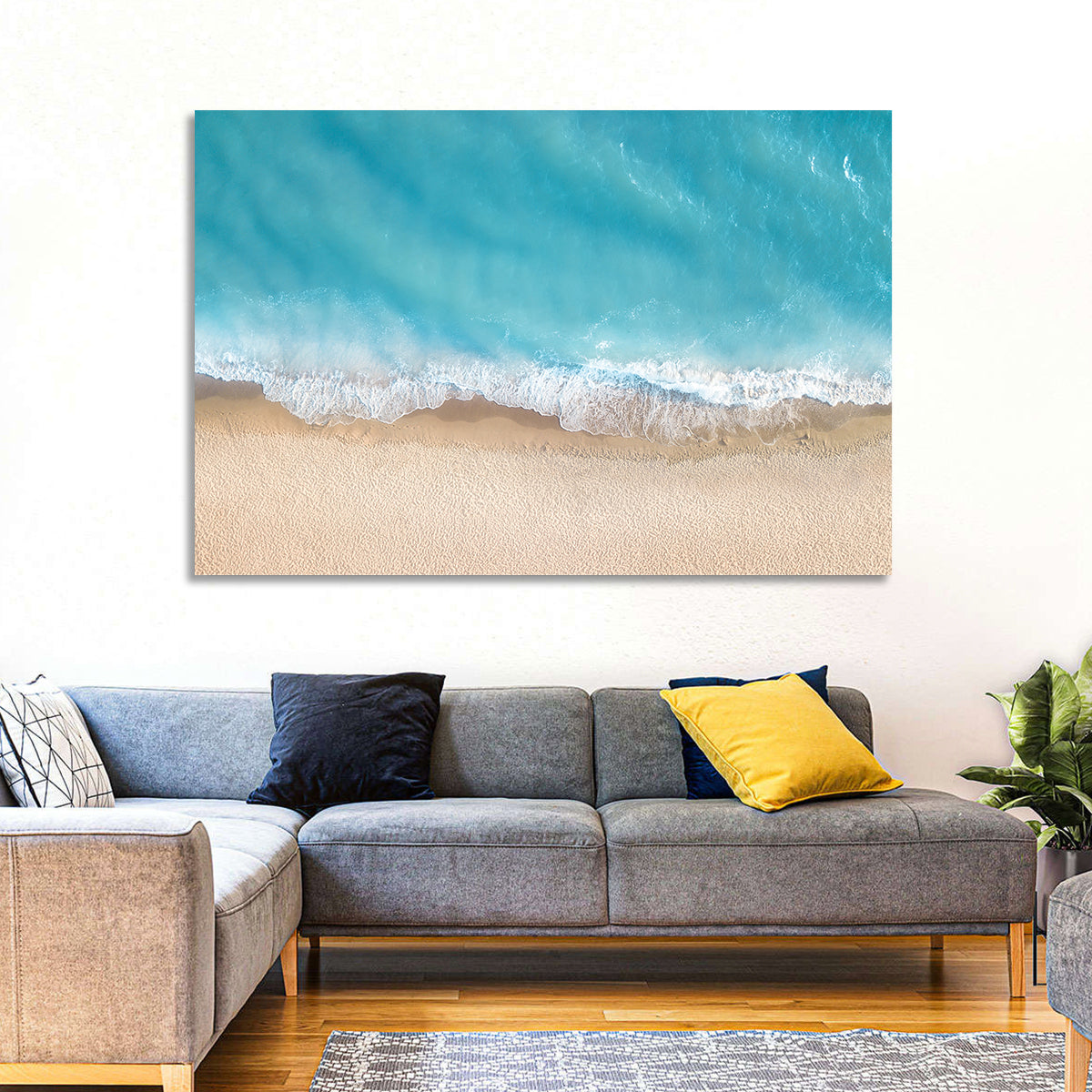 Top-down Turquoise Beachscape Wall Art