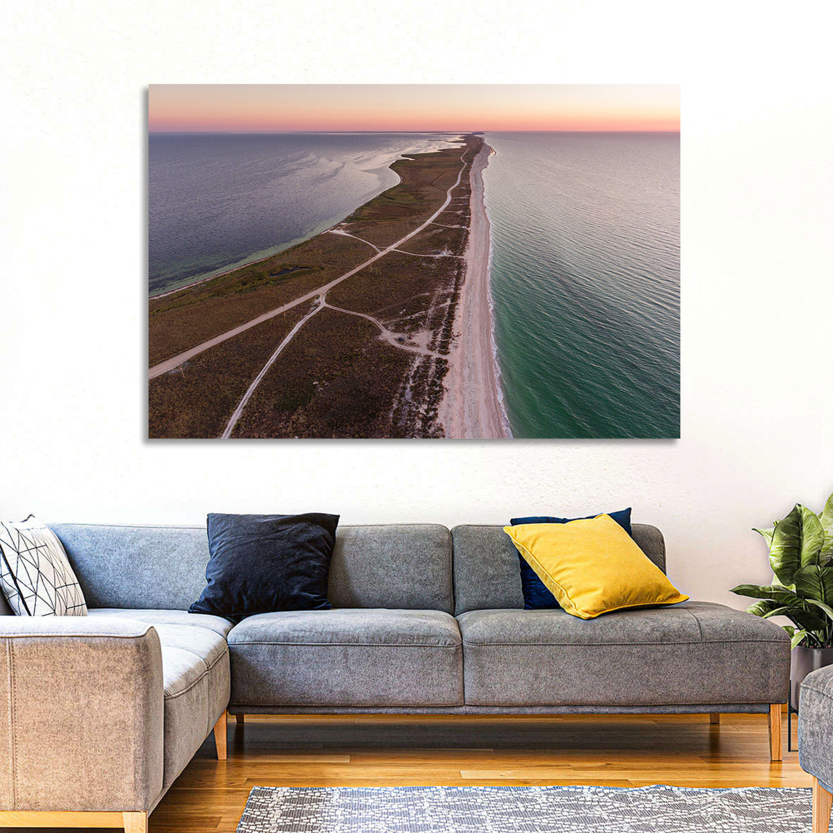 Byriuchyi Island Coastline Wall Art in a room, landscape