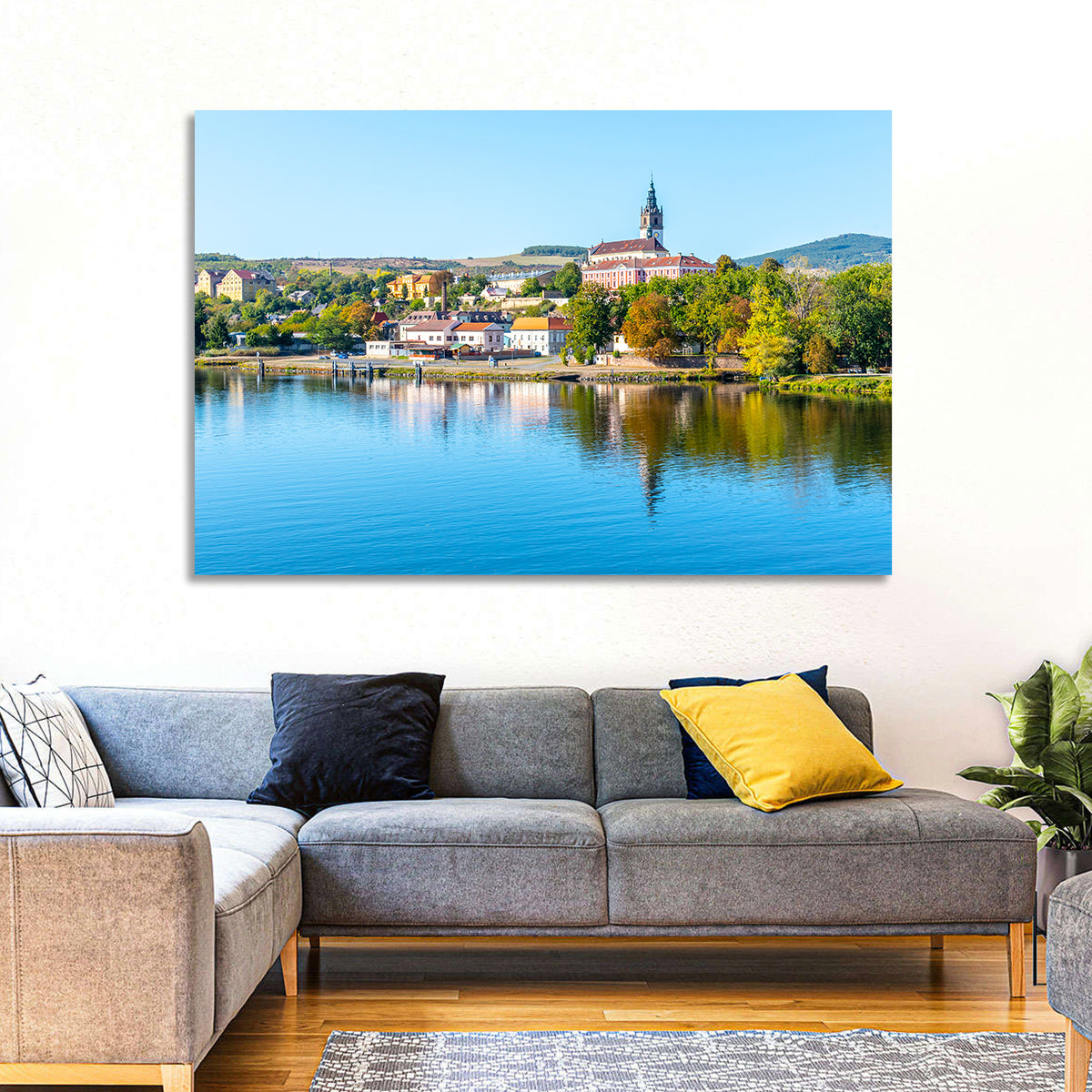 Roudnice Castle Riverbank Reflections Wall Art