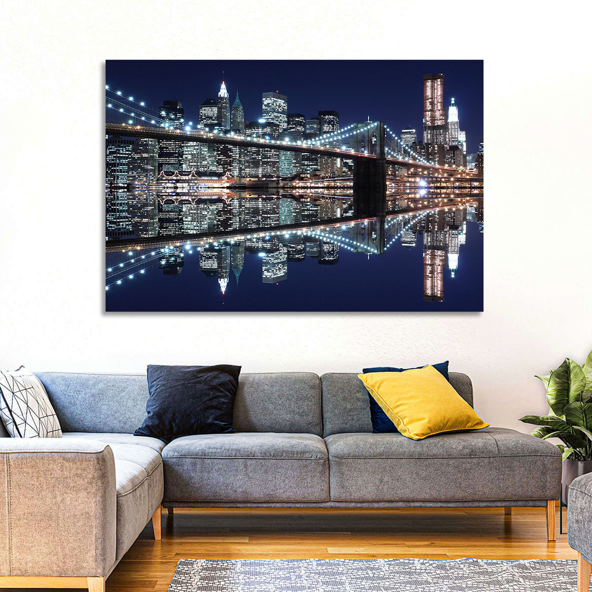 Brooklyn Bridge Symphony at Night Wall Art