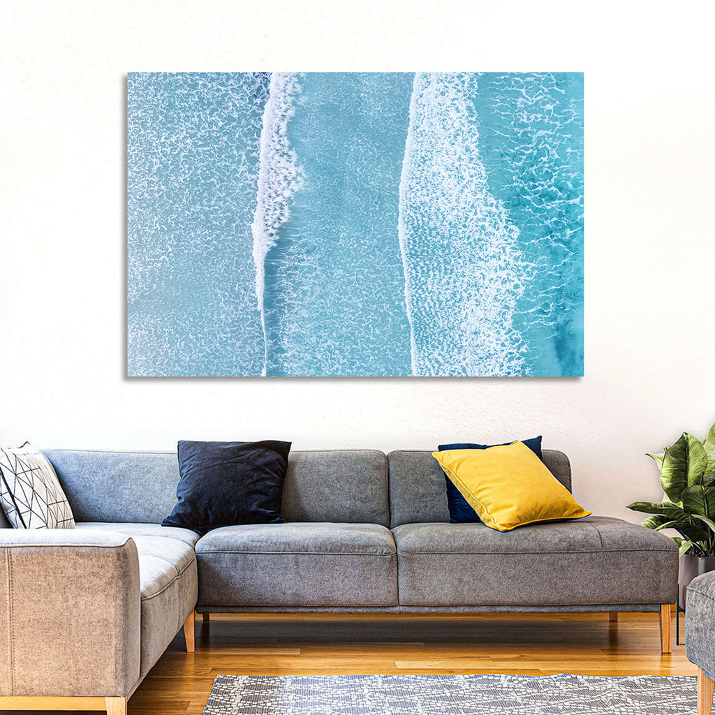 Twin Breaking Waves Over Turquoise Sea Wall Art