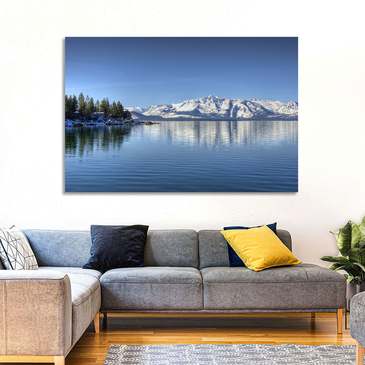 Elk Point Lake Tahoe Reflection Wall Art in a room, landscape