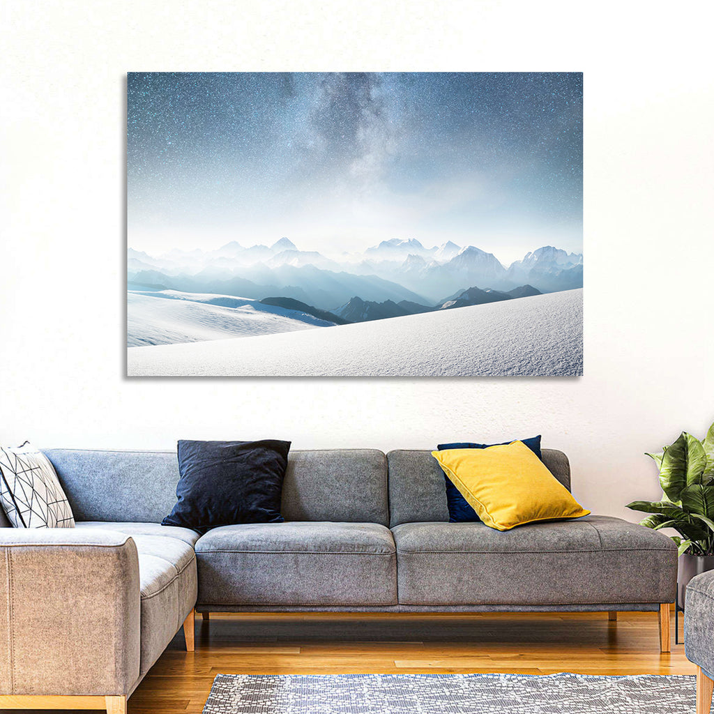 Starry Milky Way Over Snowy Peaks Wall Art