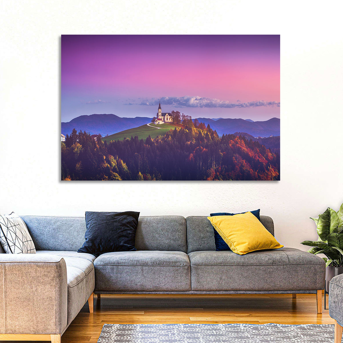 Saint Leonard Hilltop Church Wall Art in a room, landscape