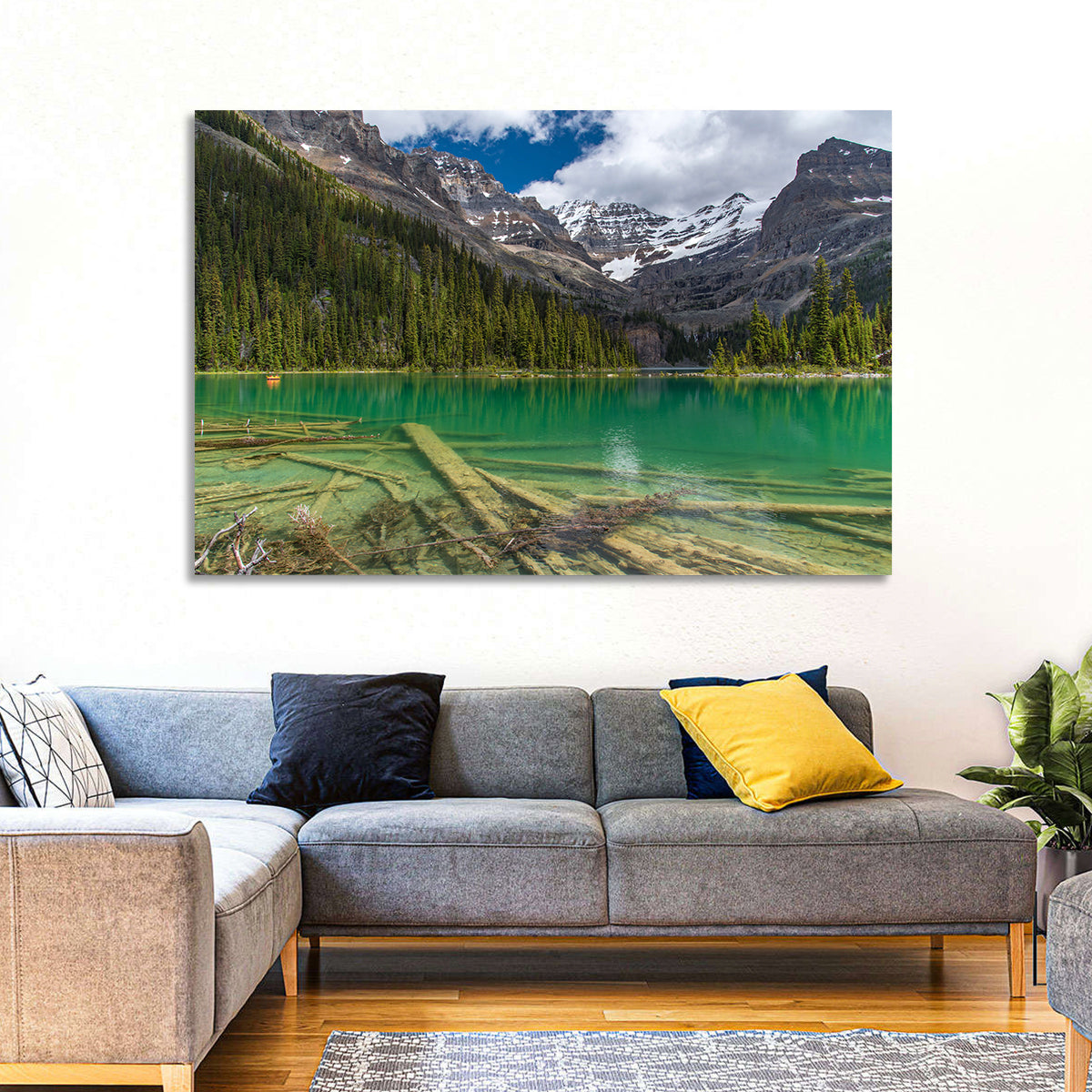 Lake O'hara Reflection Wall Art in a room, landscape