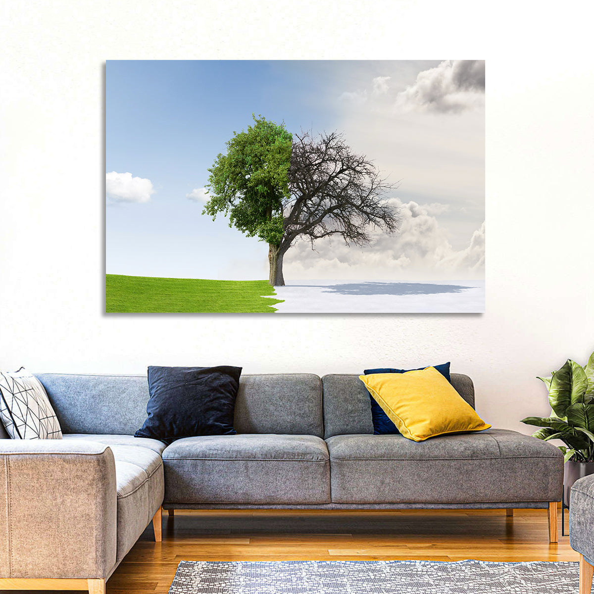 Summer to Winter Split Tree Wall Art