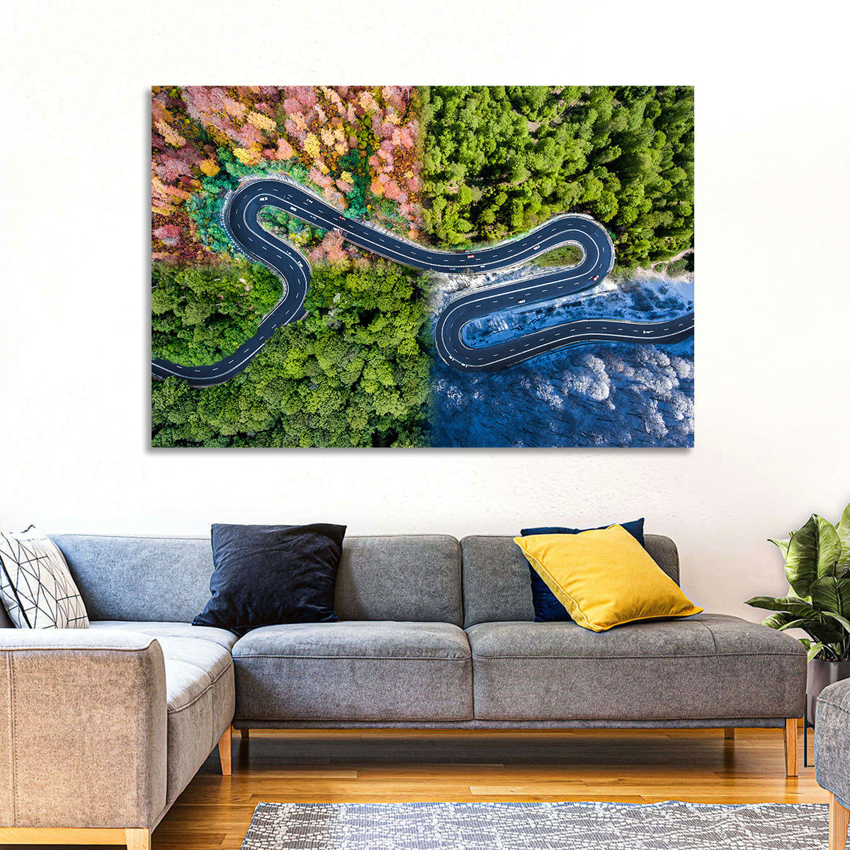 Four Seasons Curved Road Wall Art