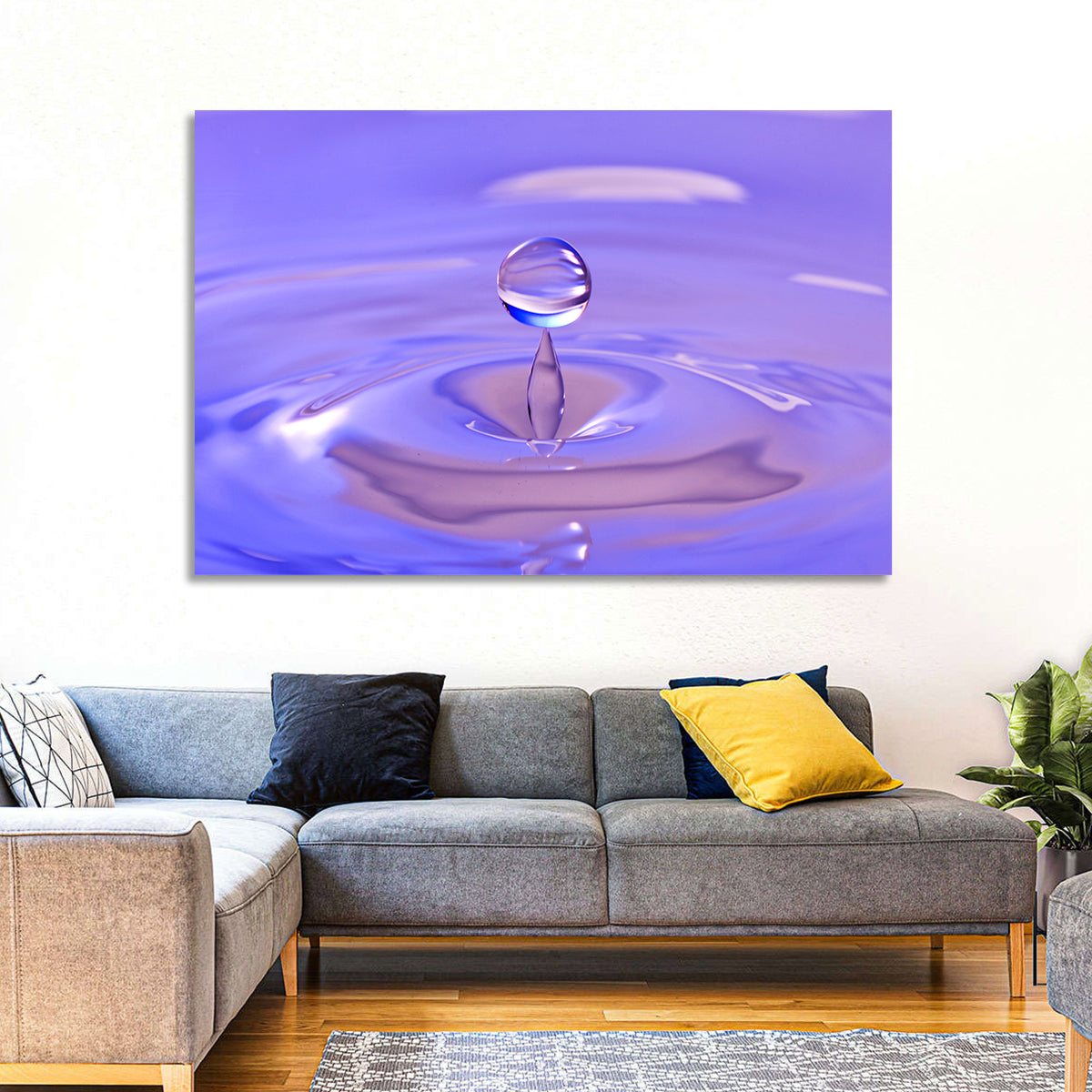 Purple Water Droplet Splash Wall Art