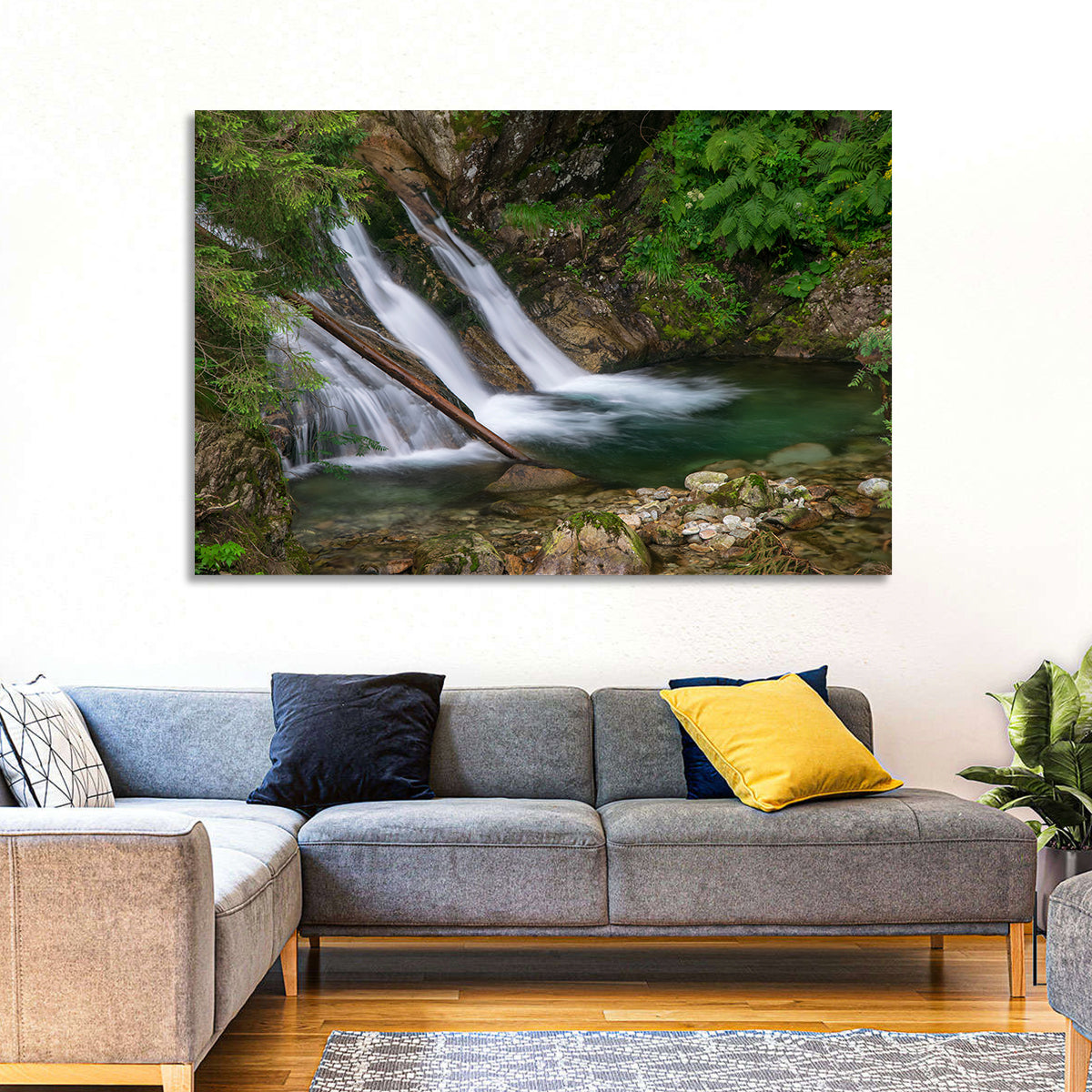 Mount Mickiewicz Waterfall Wall Art in a room, landscape