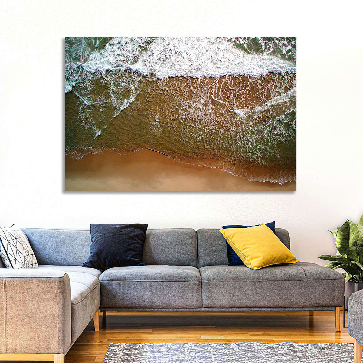 Misquamicut Beach Aerial View Wall Art in a room, landscape