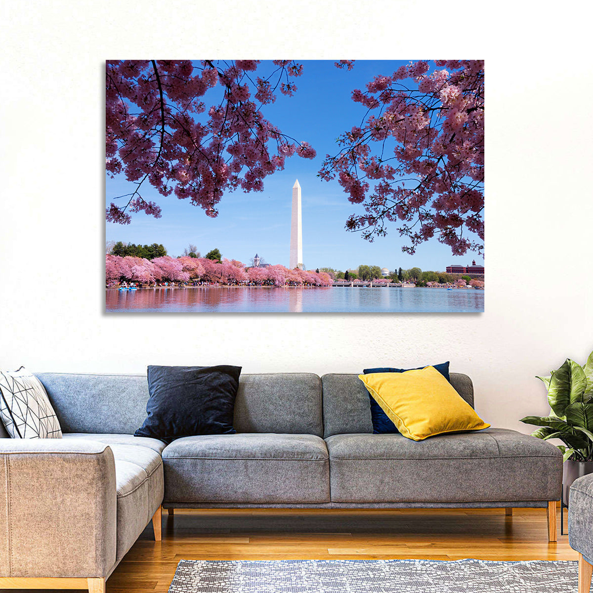 Washington Monument with Cherry Blossoms Wall Art