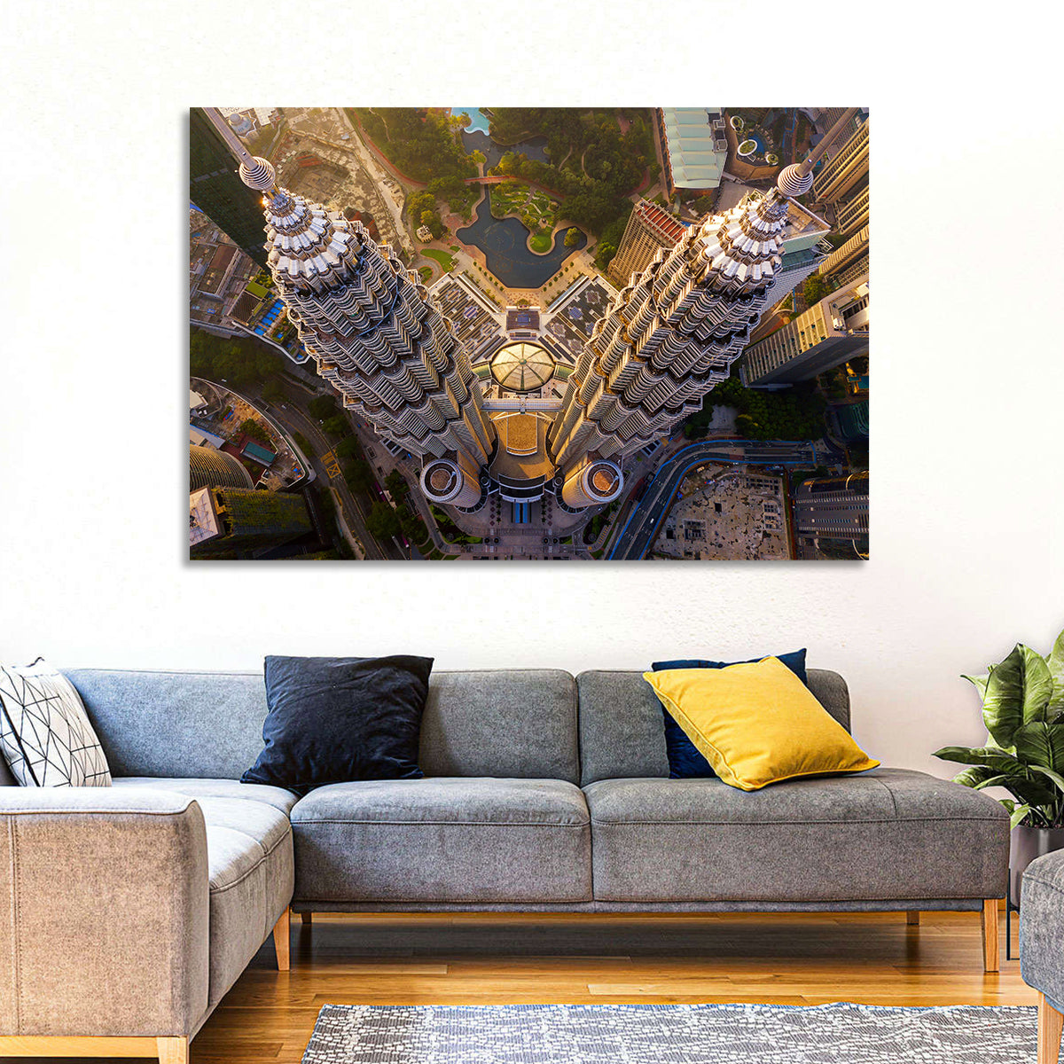 Petronas Twin Towers Kuala Lumpur Golden Hour Wall Art in a room, landscape