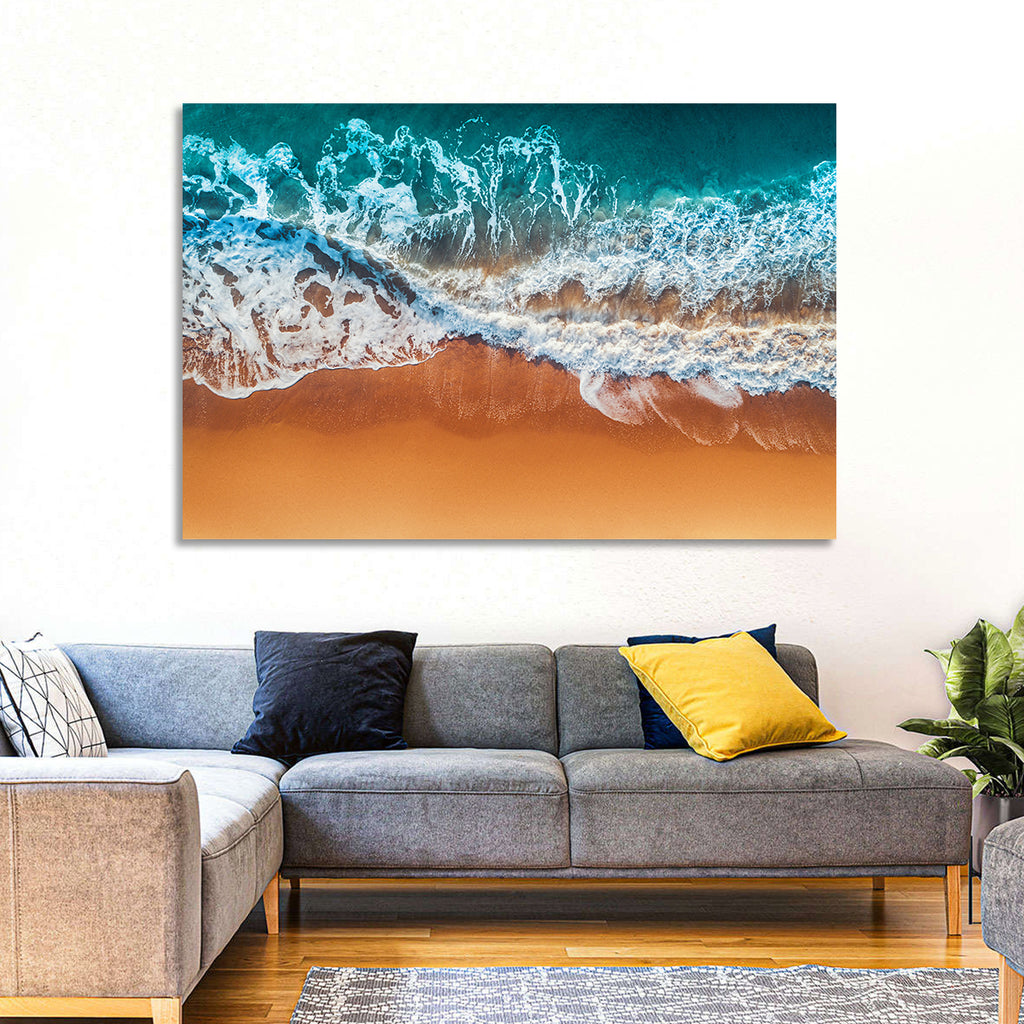 Aerial Beach Waves Wall Art