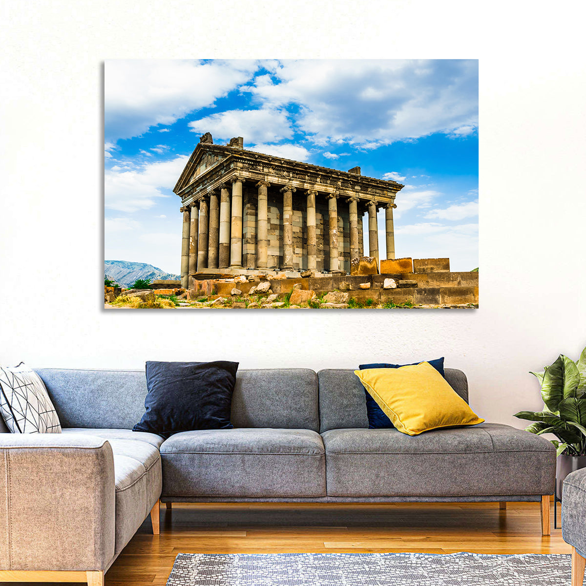 Temple of Garni Vintage Landscape Wall Art in a room, landscape