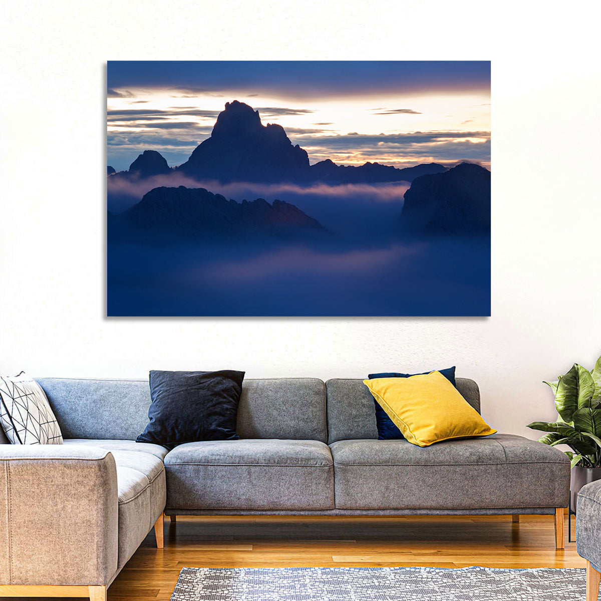Dolomites Sunrise Silhouette Wall Art