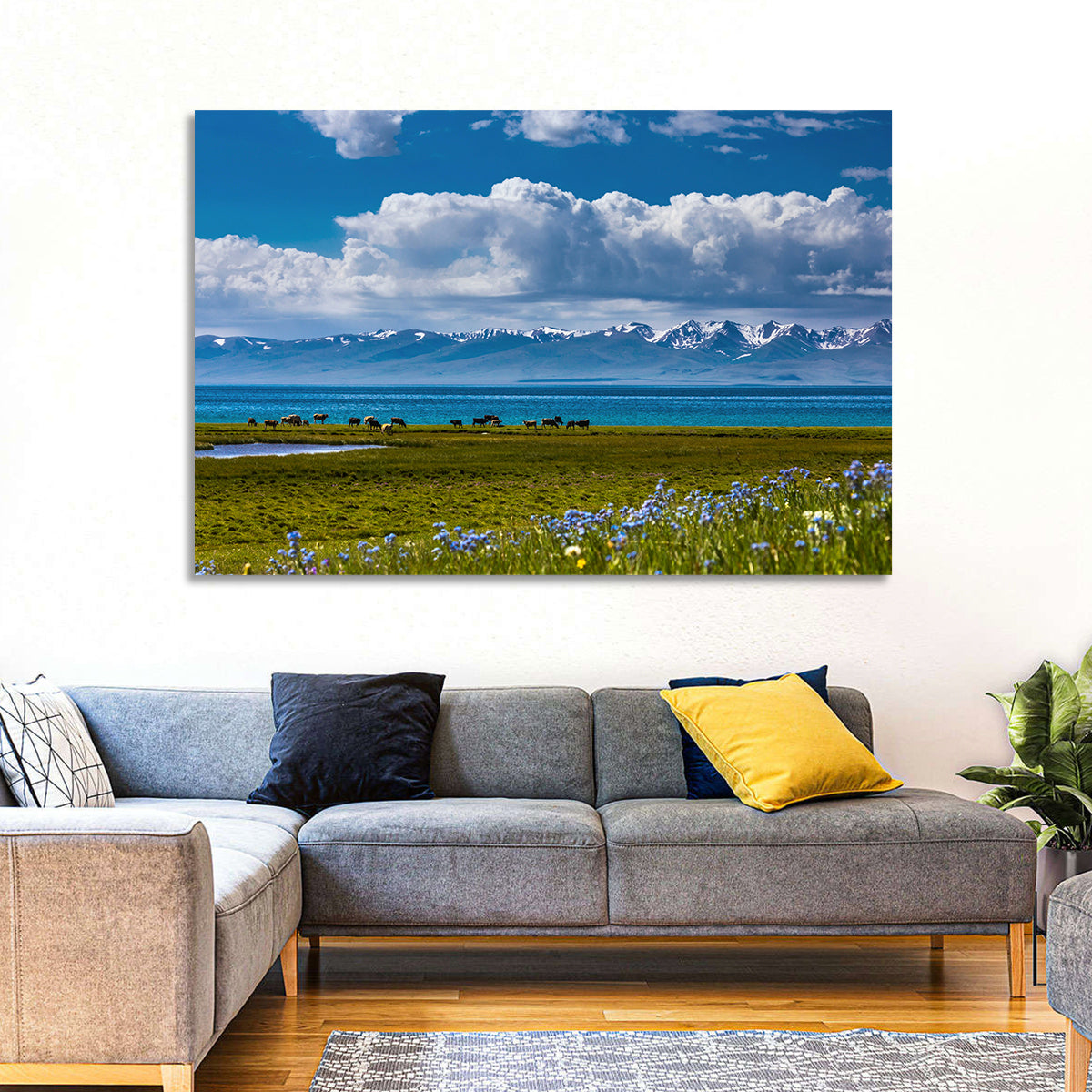Song Kol Wildflower Shore Wall Art in a room, landscape