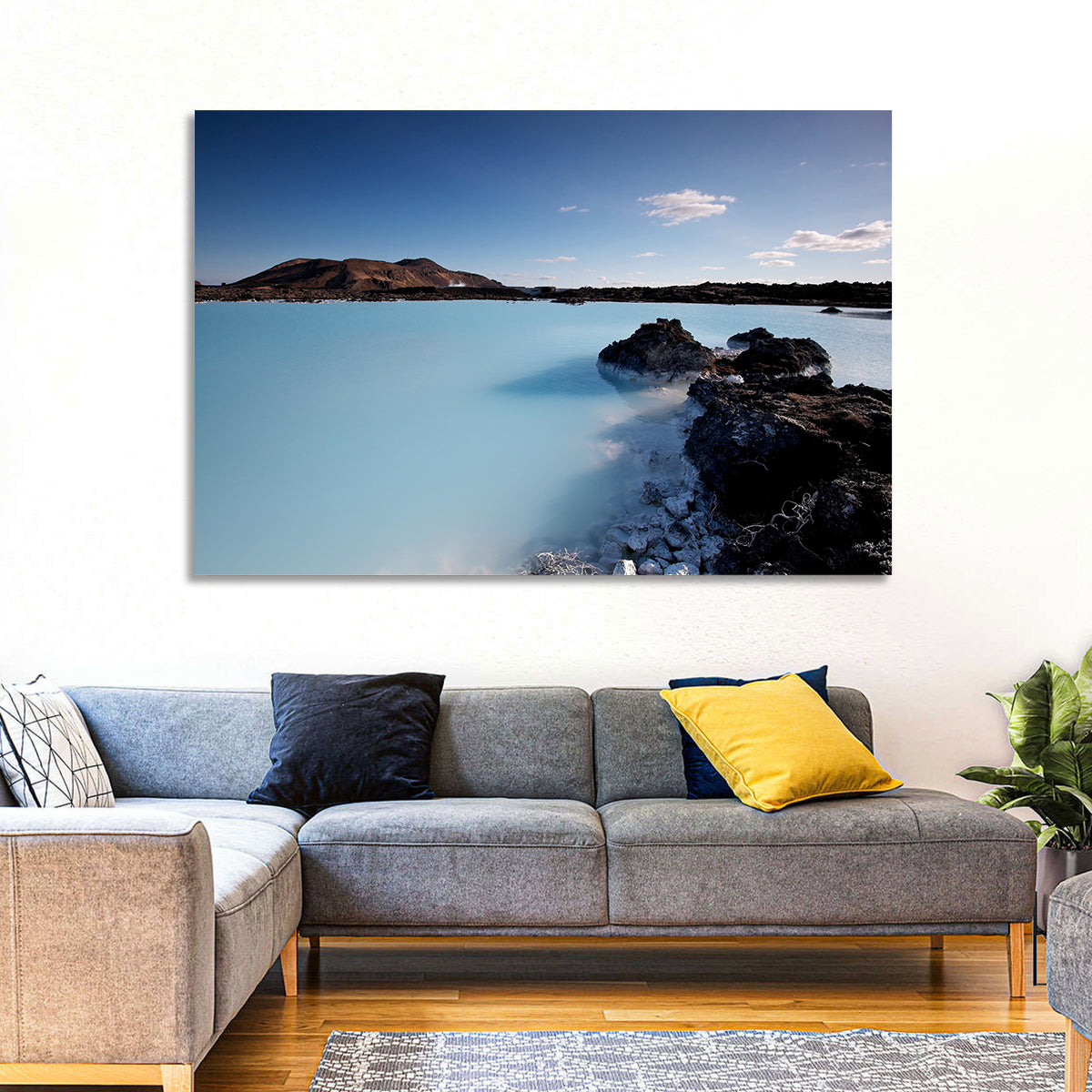Blue Lagoon in Grindavík, Iceland Wall Art in a room, landscape