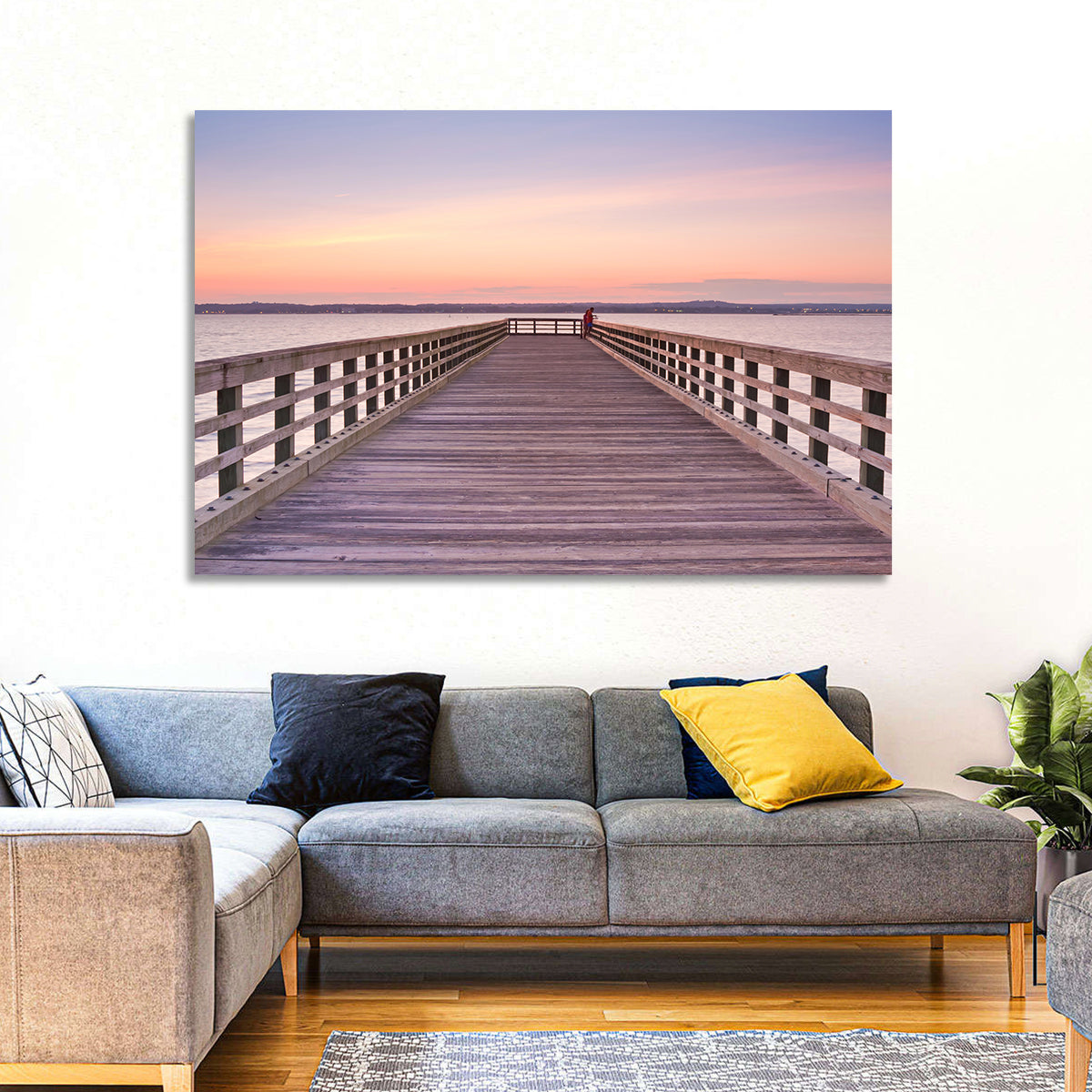 New Haven Wooden Pier Wall Art in a room, landscape