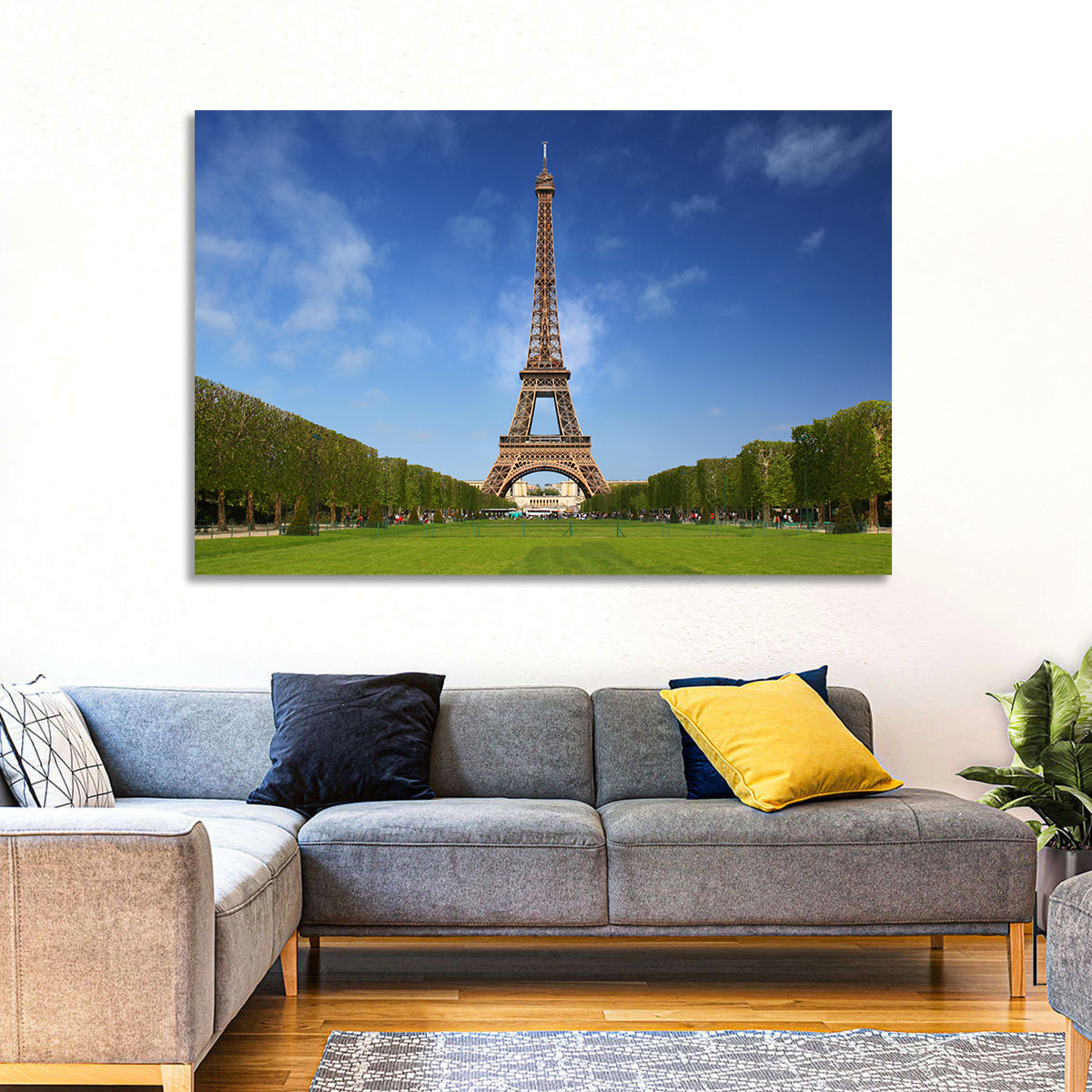 Eiffel Tower Park View Wall Art in a room, landscape