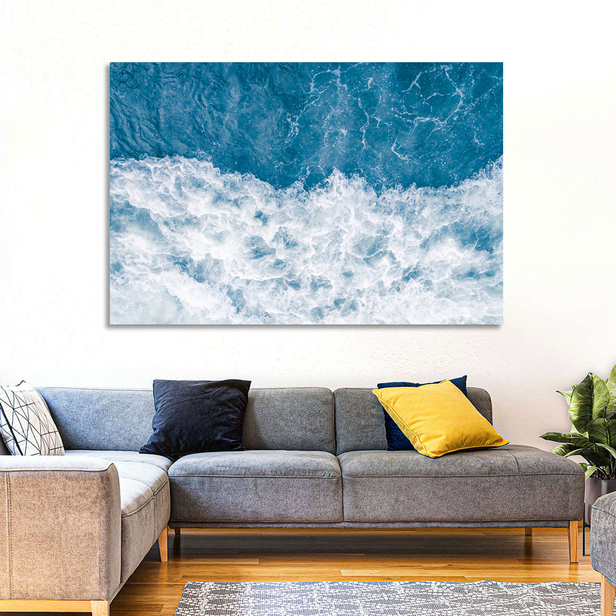Stormy Blue Sea Wave Wall Art