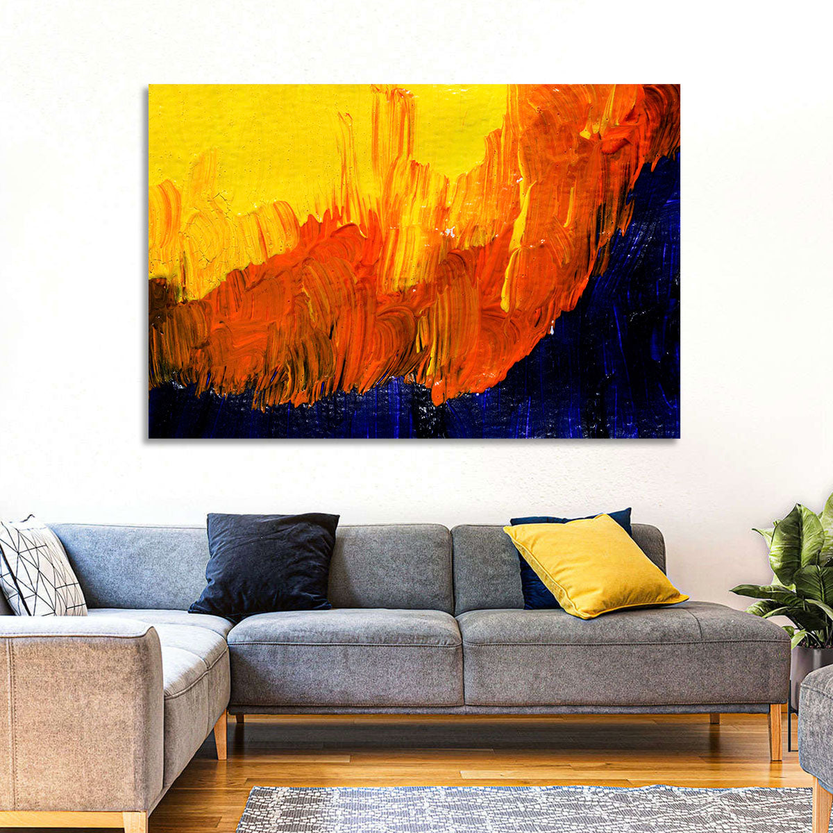 Mountain Ridge Abstract Wall Art in a room, landscape