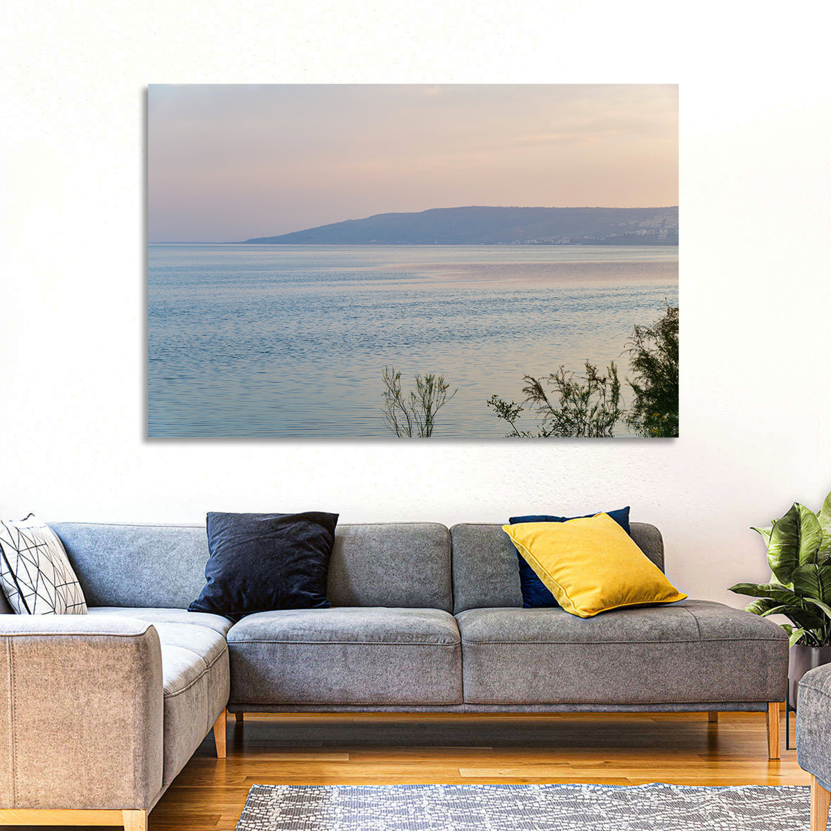 Sea of Galilee at Dusk Wall Art in a room, landscape