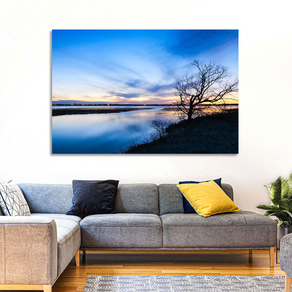 Lake Bemidji Twilight Wall Art in a room, landscape