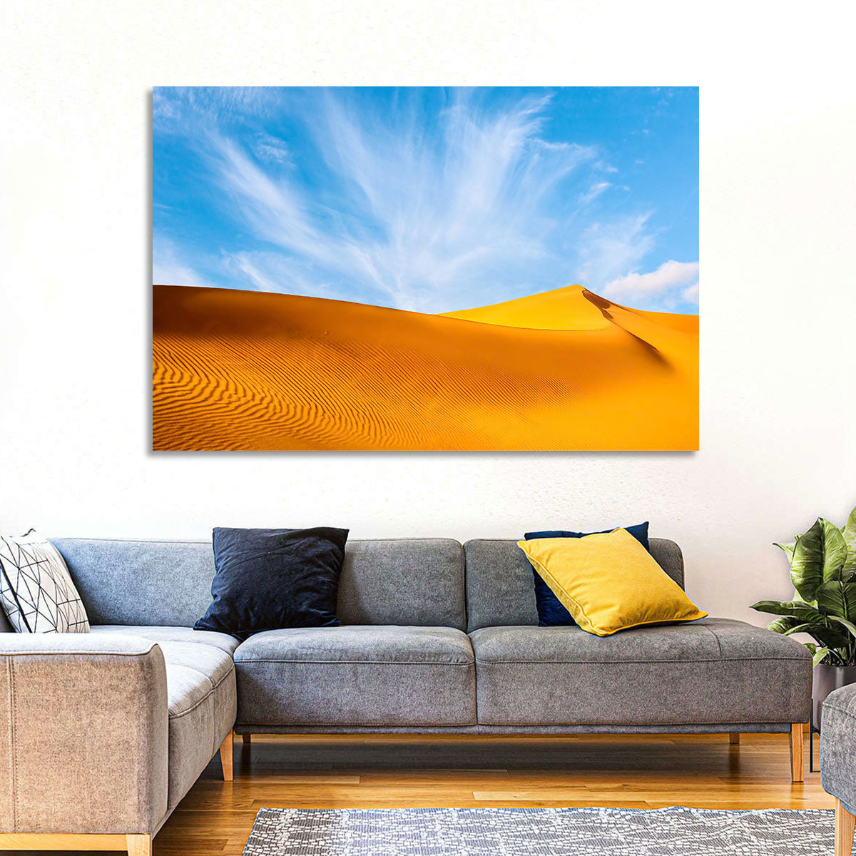 Rippled Sahara Dunes Wall Art in a room, landscape